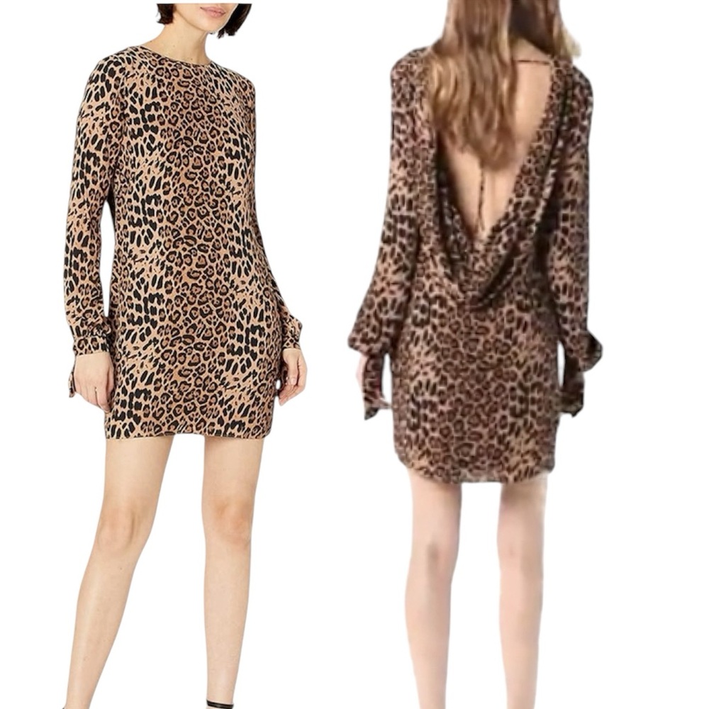 Dress the Population Dahlia Leopard-Print Mini Dress Size XS